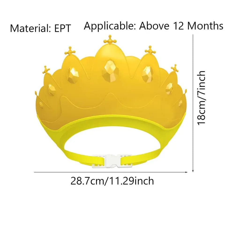 Adjustable Baby Shower Shampoo Cap – Crown Shape Wash Hair Shield Hat for Kids with Ear Protection – Safe Bath Time Shower Head Cover for Toddlers and Children