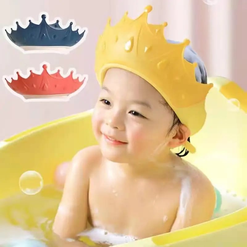 Adjustable Baby Shower Shampoo Cap – Crown Shape Wash Hair Shield Hat for Kids with Ear Protection – Safe Bath Time Shower Head Cover for Toddlers and Children