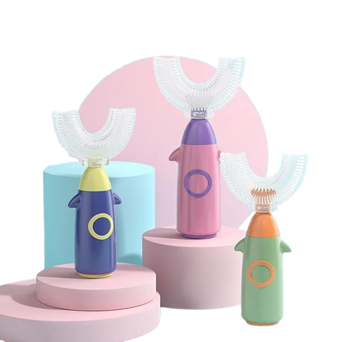 Children's U-Shaped Silicone Toothbrush – Gentle, Washable Manual Tooth Brush for Kids – Oral Care & Teeth Whitening – Soft Liquid Silicone Head – Fun Colors for Boys & Girls