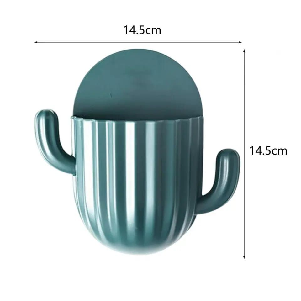 Household Wall Self-Adhesive Cactus Storage Rack – Multi-Purpose Wall Mount Holder for Toothbrush, Kitchen & Bathroom Accessories – Space-Saving, Durable & Decorative Organizer