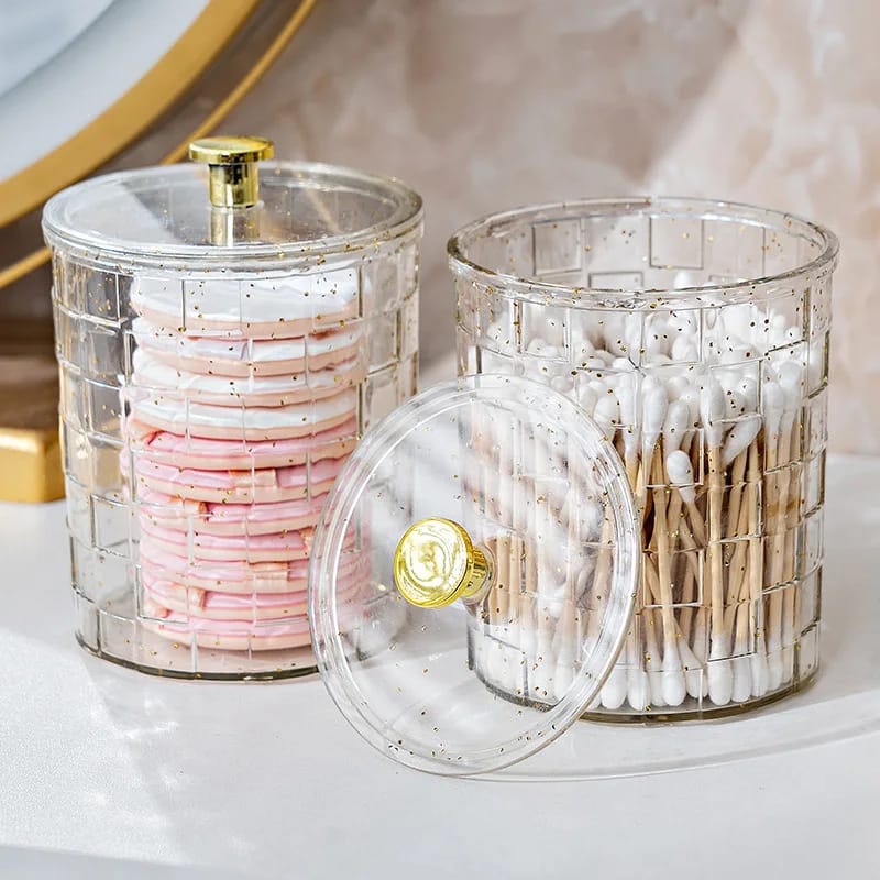 New Transparent PET Cosmetic Cotton Box – Dustproof ABS Crystal Organizer, Light Luxury Storage Box for Cotton Pads, Swabs, Makeup, Jewelry & Bathroom Accessories