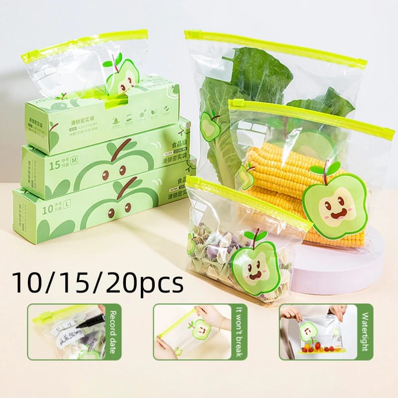 Reusable Food Storage Ziplock Bags – Leakproof Freezer Bags for Meat, Fruits & Vegetables – Durable, Eco-Friendly, BPA-Free Fridge Storage Containers