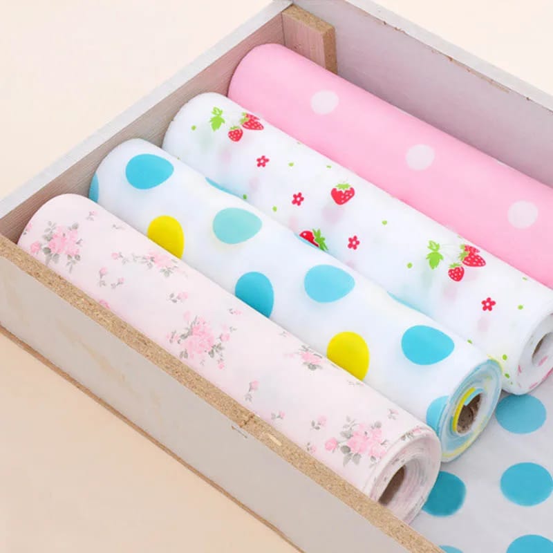 1 Roll Non-Slip Wardrobe Moisture-Proof Mat – Printed Cabinet Drawer Pad & Kitchen Shelf Liner – Durable, Waterproof, Easy to Clean, Decorative & Protective for Home Use