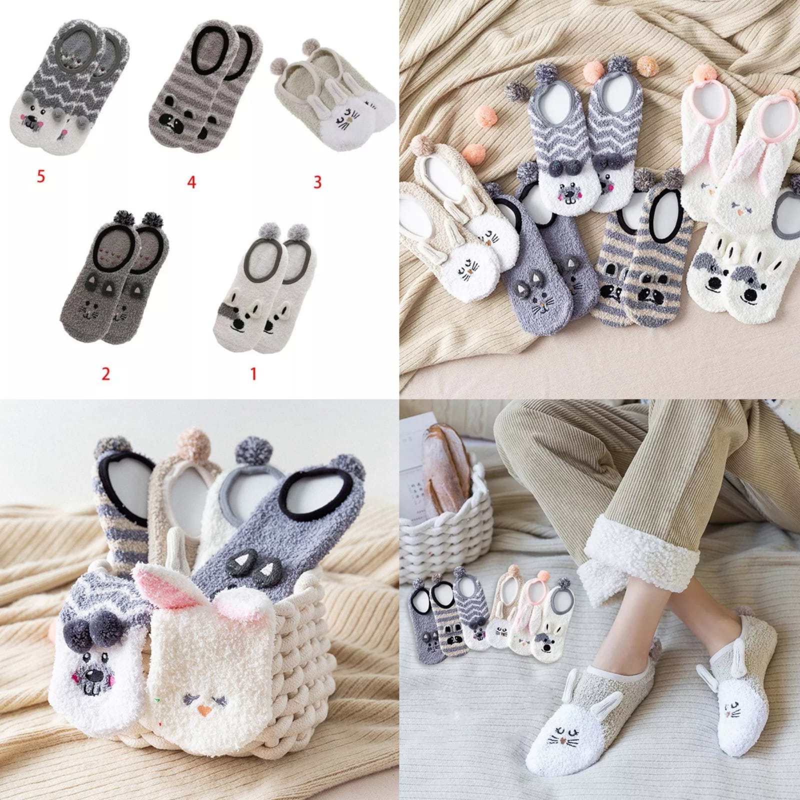 Cute Non-Slip Coral Fleece Socks for Women & Girls – Warm, Soft, Breathable, and Comfortable Winter Socks – Fits Size 36-40 – Available in 6 Adorable Designs