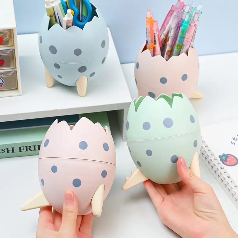Creative Dinosaur Egg Shape Pen Holder – Kawaii Desktop Organizer for School, Office, Makeup Brushes & Cute Desk Decor – Multi-functional & Adorable Eggshell Design