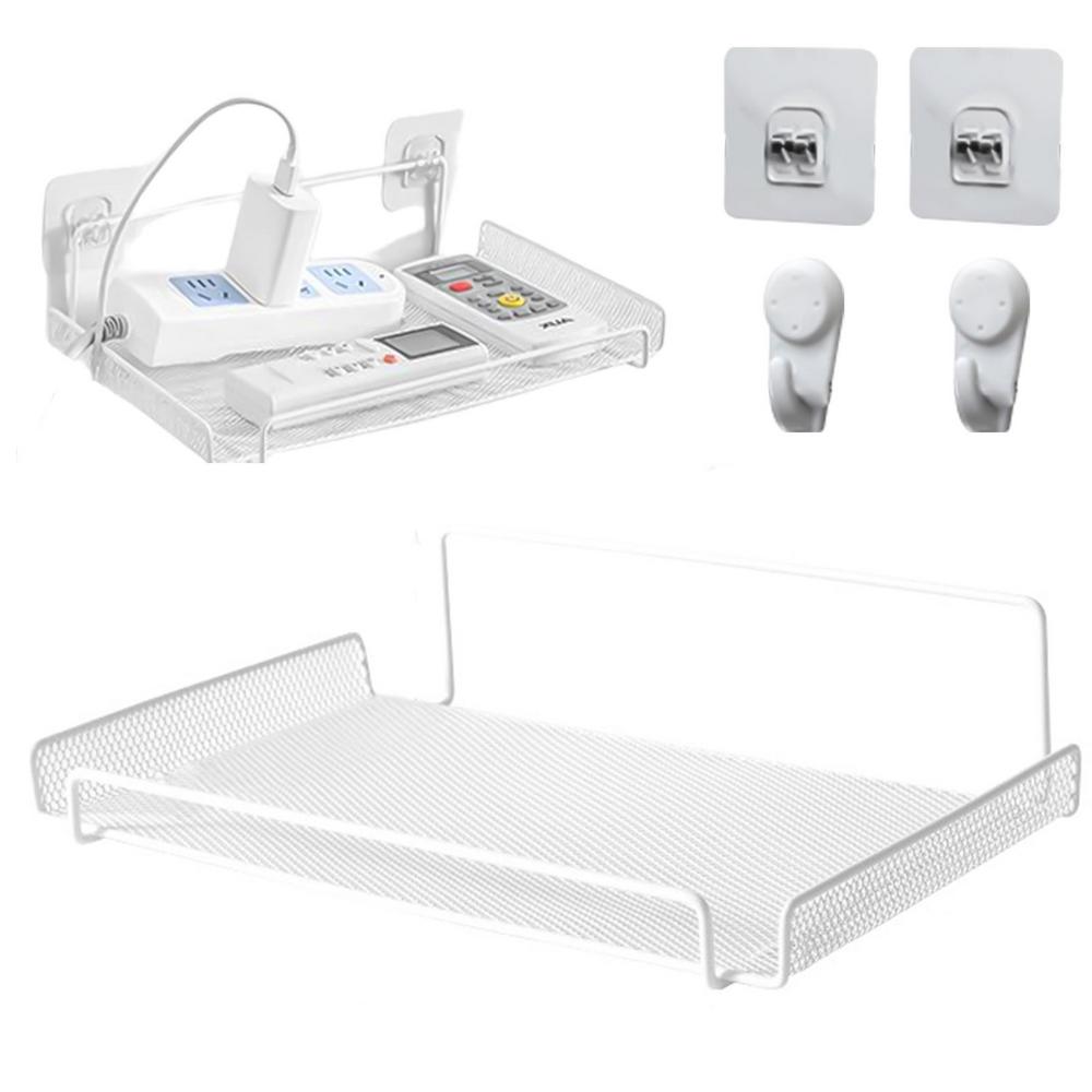 Home Organizer Router & Remote Control Wall Mount Shelf – Punch-Free TV Set-Top Box Bracket, Socket Holder, Router Storage Rack for Living Room, Bedroom, Office