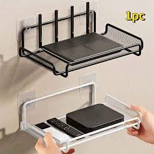Home Organizer Router & Remote Control Wall Mount Shelf – Punch-Free TV Set-Top Box Bracket, Socket Holder, Router Storage Rack for Living Room, Bedroom, Office
