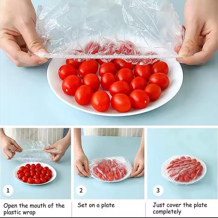 Disposable Freshness Protection Food Covers – 100pcs Elastic Transparent Bowl Covers for Kitchen Storage, Outdoor Picnics, BBQ & Fridge Use – Reusable, Stretchable, Waterproof & Dustproof