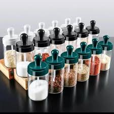 Spice Seasoning Bottle 200ml – Durable Glass Jar with Plastic Lid & Spoon for Kitchen Storage, Cooking, Baking, Seasoning & Condiment Organization