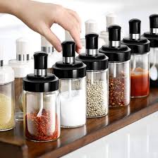 Spice Seasoning Bottle 200ml – Durable Glass Jar with Plastic Lid & Spoon for Kitchen Storage, Cooking, Baking, Seasoning & Condiment Organization