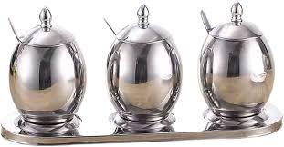 Egg Shaped Stainless Steel Spice & Sugar Dish – 500ml Elegant Kitchen Seasoning Container for Dining Table, Home, Restaurant, Party & Hotel Use – Durable, Stylish & Rust-Resistant