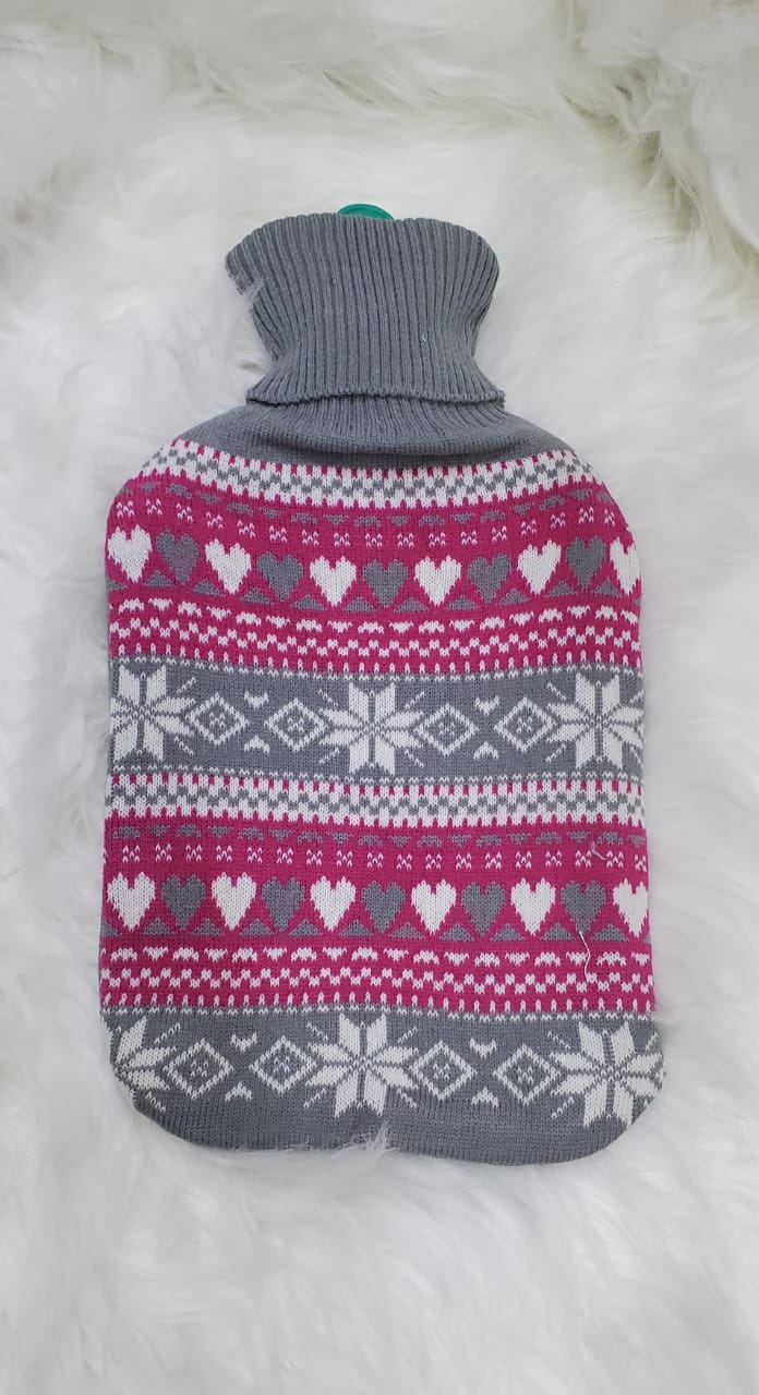 2L Silicone Hot Water Bottle with Knitted Cover – Safe, Durable, Heat-Retaining for Pain Relief, Comfort, Warmth & Relaxation – Ideal for Home, Office, Travel & Gift