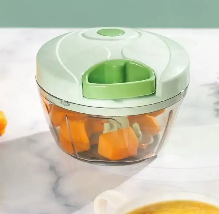Manual Spin Cutter – 450ml Easy Pull Food Processor & Vegetable Chopper for Quick Salad, Garlic, Onions, Salsa, Pesto – Durable, Portable, Time-Saving Kitchen Tool