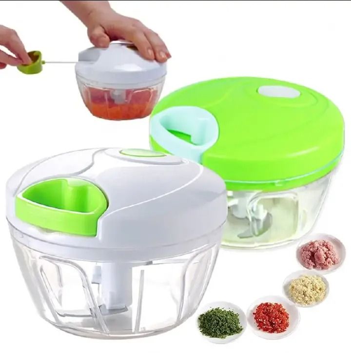 Manual Spin Cutter – 450ml Easy Pull Food Processor & Vegetable Chopper for Quick Salad, Garlic, Onions, Salsa, Pesto – Durable, Portable, Time-Saving Kitchen Tool