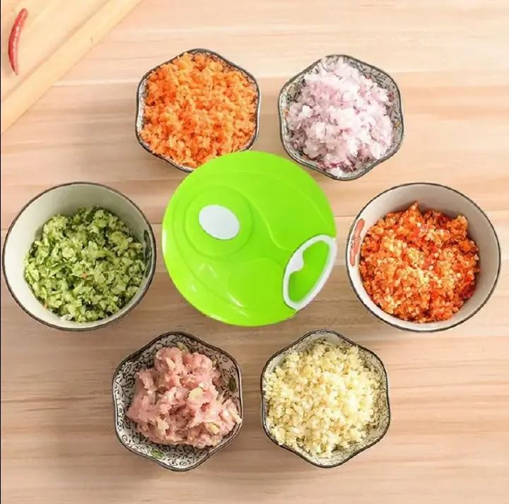 Manual Spin Cutter – 450ml Easy Pull Food Processor & Vegetable Chopper for Quick Salad, Garlic, Onions, Salsa, Pesto – Durable, Portable, Time-Saving Kitchen Tool