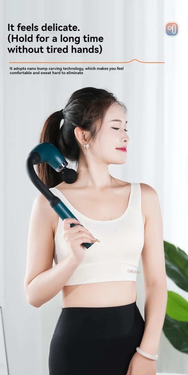 Smart Electric Massager – Rechargeable Handheld Deep Tissue Gun with Extended Handle, 6-Speed Control & 4 Professional Heads for Muscle Relaxation, Pain Relief & Body Recovery