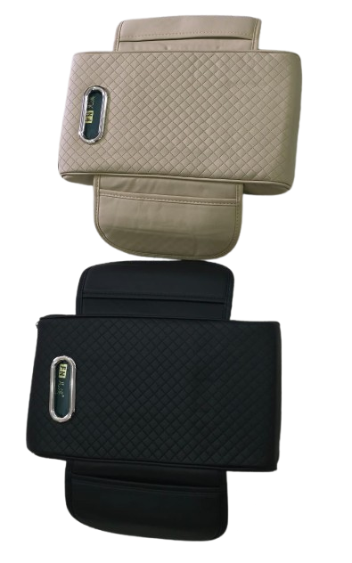 Universal Car Armrest Cushion with Tissue Holder & Side Storage – Multifunctional Armrest Box Booster Pad for Ultimate Comfort, Organization & Protection – Includes Free Tissue Bundle
