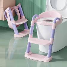 Kids Training Toilet Ladder Seat, Foldable Potty Step Stool, Adjustable Toilet Reducer for Boys and Girls, Toilet Training Aid for Age 1-8 Years, Safe Anti-Slip Bathroom Helper