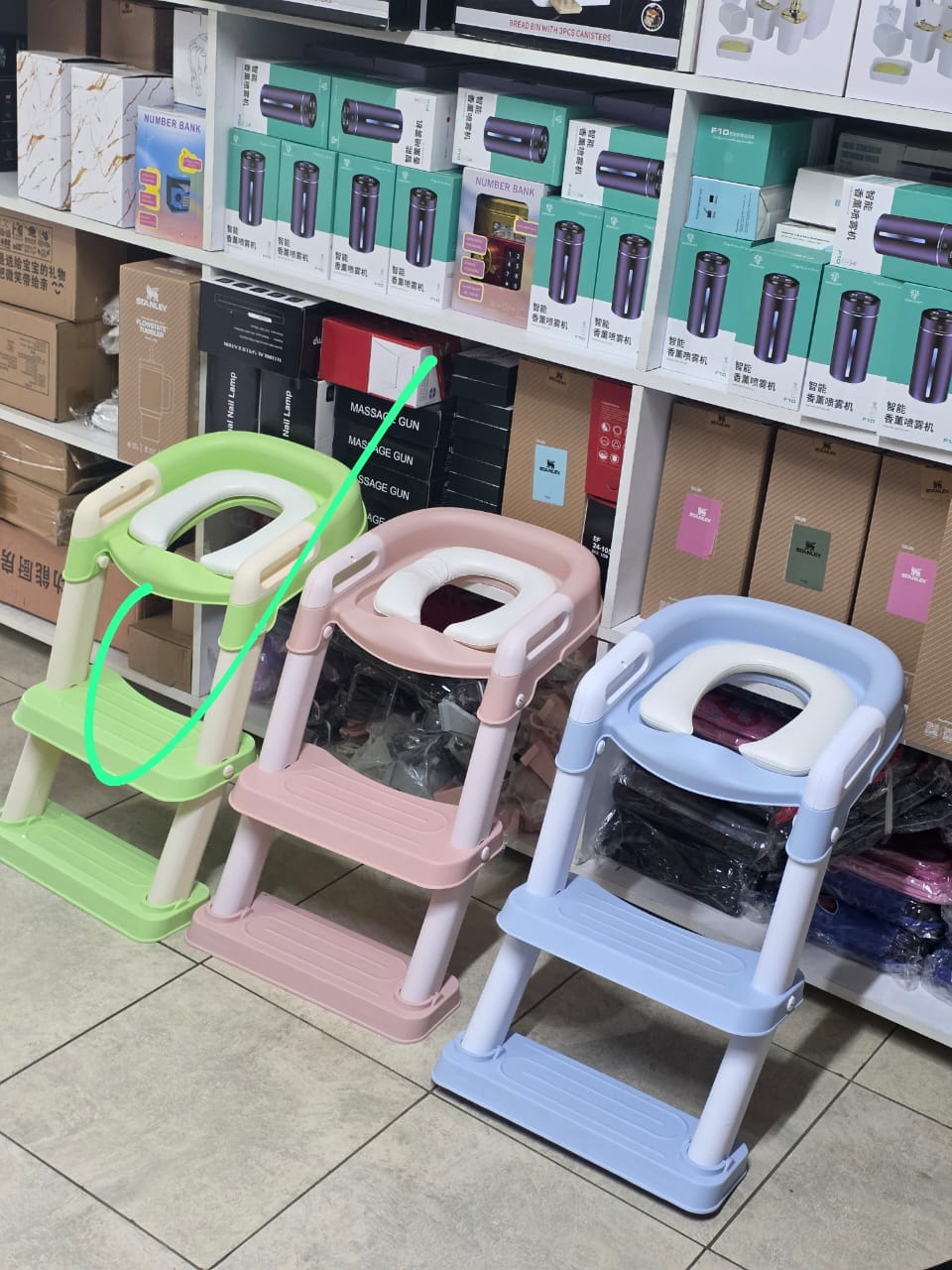 Kids Training Toilet Ladder Seat, Foldable Potty Step Stool, Adjustable Toilet Reducer for Boys and Girls, Toilet Training Aid for Age 1-8 Years, Safe Anti-Slip Bathroom Helper