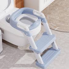 Kids Training Toilet Ladder Seat, Foldable Potty Step Stool, Adjustable Toilet Reducer for Boys and Girls, Toilet Training Aid for Age 1-8 Years, Safe Anti-Slip Bathroom Helper