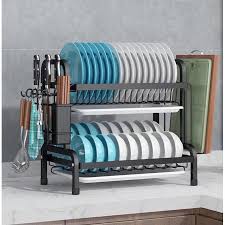 2 Tier High Quality Carbon Steel Dish Rack Heavy Gauge Steel – Large Capacity Drainer for Kitchen Organization