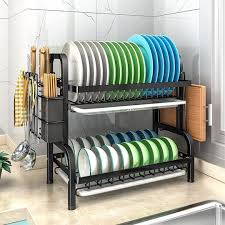 2 Tier High Quality Carbon Steel Dish Rack Heavy Gauge Steel – Large Capacity Drainer for Kitchen Organization