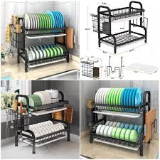 2 Tier High Quality Carbon Steel Dish Rack Heavy Gauge Steel – Large Capacity Drainer for Kitchen Organization