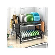 2 Tier High Quality Carbon Steel Dish Rack Heavy Gauge Steel – Large Capacity Drainer for Kitchen Organization