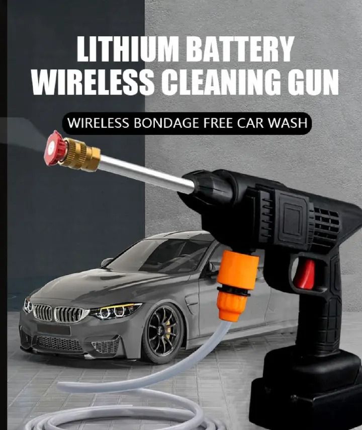 Wireless Car Wash Spray Gun Machine with Portable Lithium Battery 96Vh | High-Pressure Cordless Cleaner with 2 Rechargeable Batteries for Home, Car & Outdoor Cleaning
