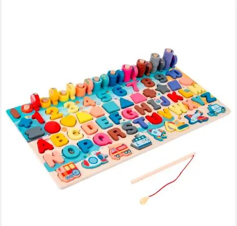 Montessori Educational Wooden Kids Toy Busy Board – Counting, Shapes, Geometry & Early Learning Set for Pre-School Children