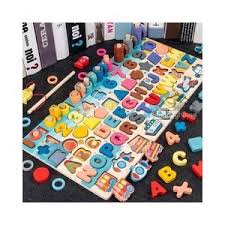 Montessori Educational Wooden Kids Toy Busy Board – Counting, Shapes, Geometry & Early Learning Set for Pre-School Children