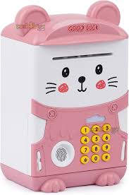 New Cartoon Fingerprint Electronic Piggy Bank with Music for Kids, Battery Operated Money Box, Cute ABS Material Safe Savings Box, Fun Gift for Children