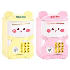New Cartoon Fingerprint Electronic Piggy Bank with Music for Kids, Battery Operated Money Box, Cute ABS Material Safe Savings Box, Fun Gift for Children