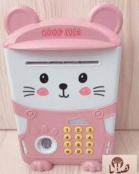 New Cartoon Fingerprint Electronic Piggy Bank with Music for Kids, Battery Operated Money Box, Cute ABS Material Safe Savings Box, Fun Gift for Children