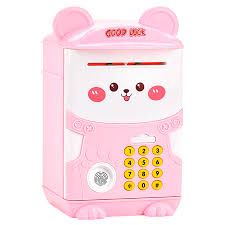 New Cartoon Fingerprint Electronic Piggy Bank with Music for Kids, Battery Operated Money Box, Cute ABS Material Safe Savings Box, Fun Gift for Children