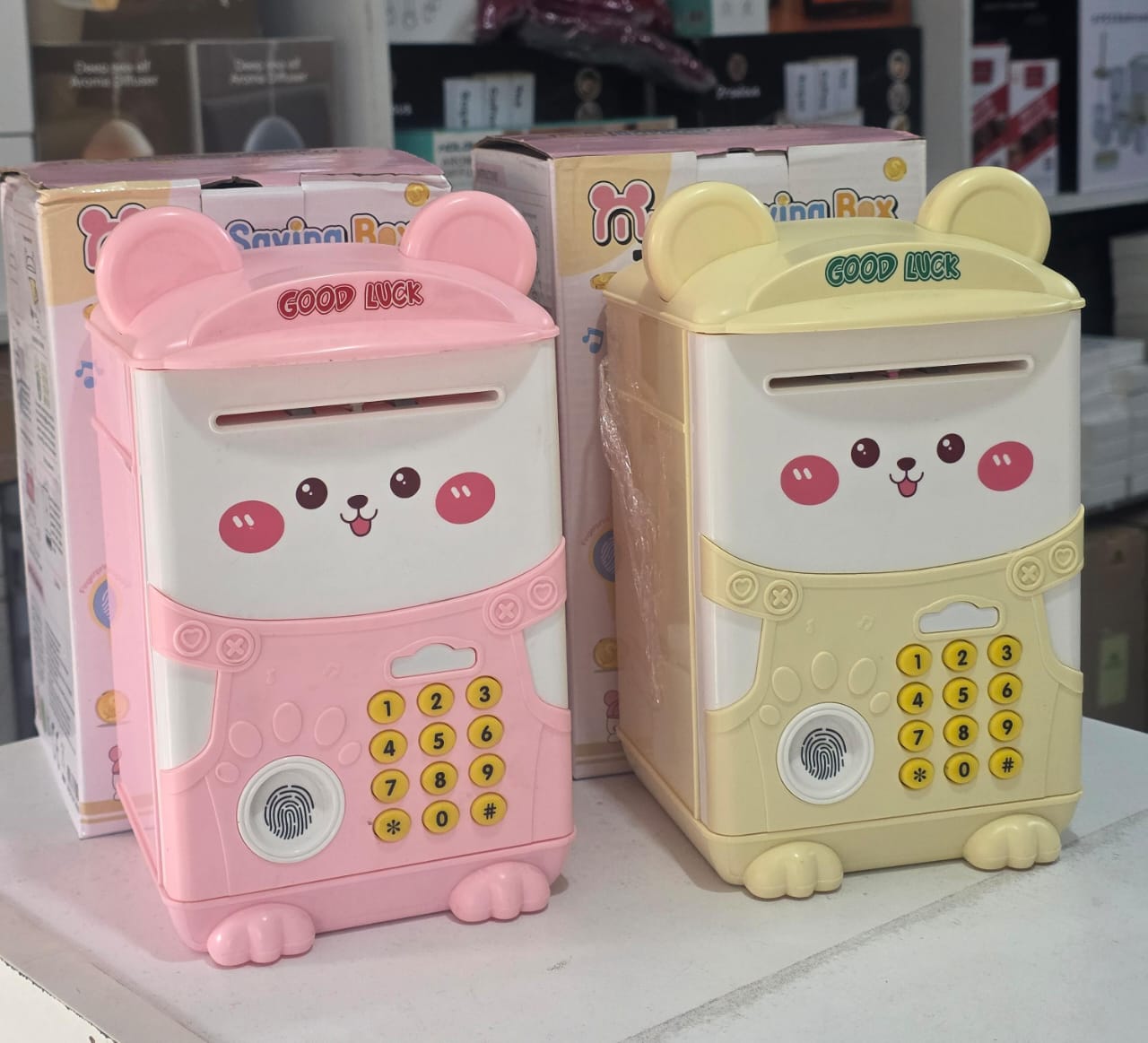 New Cartoon Fingerprint Electronic Piggy Bank with Music for Kids, Battery Operated Money Box, Cute ABS Material Safe Savings Box, Fun Gift for Children