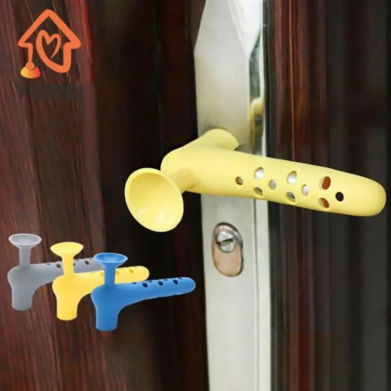 L Shape Silicone Door Handle Protective Cover Anti-collision Baby Safety Protect Noiseless Suction Cup Doorknob Door Knob Cover