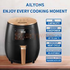 Ailyons 5 Litres Air Fryer Oil-Free Cooker – Healthy Electric Air Fryer Oven for Home Kitchen, Fast Hot Air Circulation Fryer for Chips, Chicken, Meat and Snacks