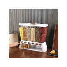 Acrylic Partitioned Rice & Cereal Dispenser – Multi-Compartment Food Storage Container for Kitchen, Breakfast, and Pantry Organization
