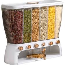 Acrylic Partitioned Rice & Cereal Dispenser – Multi-Compartment Food Storage Container for Kitchen, Breakfast, and Pantry Organization