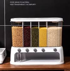 Acrylic Partitioned Rice & Cereal Dispenser – Multi-Compartment Food Storage Container for Kitchen, Breakfast, and Pantry Organization