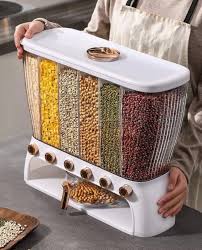 Acrylic Partitioned Rice & Cereal Dispenser – Multi-Compartment Food Storage Container for Kitchen, Breakfast, and Pantry Organization