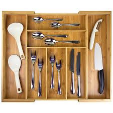 Multifunctional Bamboo Drawer & Cutlery Organizer – Expandable Kitchen Tray for Utensils, Flatware, and Silverware, Eco-Friendly Bamboo Storage Rack
