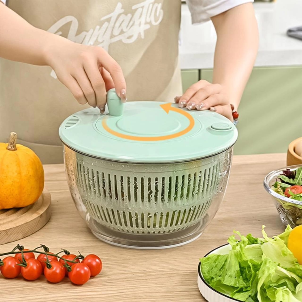 Multi-Functional 8-Piece Salad Spinner with Vegetable Chopper – Dicer, Slicer, Shredder, Ricer, Egg Separator, and Strainer for Fruits and Vegetables