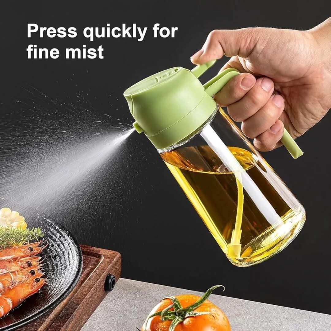 2-in-1 Oil & Vinegar Sprayer – 400ml Glass Cooking Bottle for Oil, Vinegar, Soy Sauce, Syrup, and Seasonings