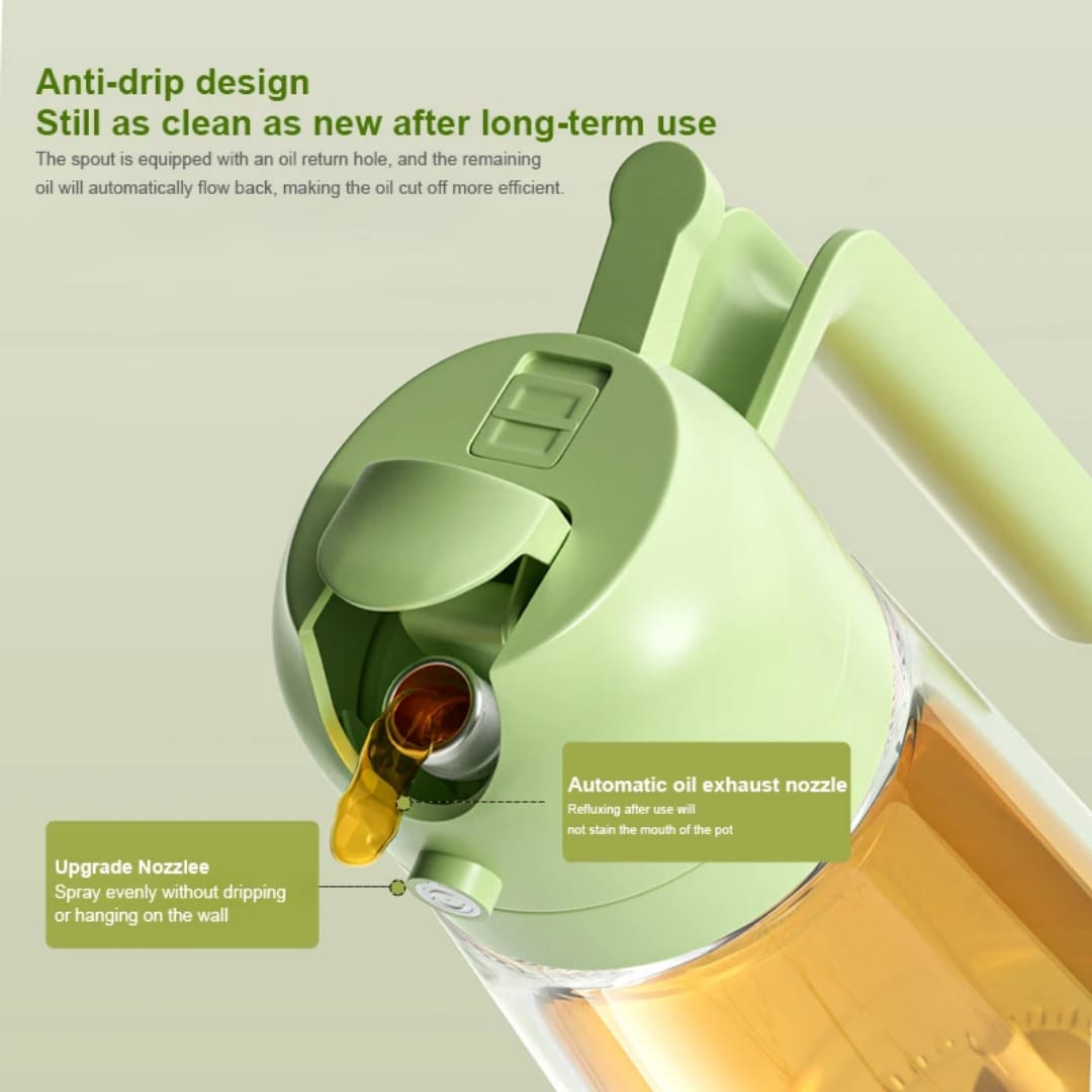 2-in-1 Oil & Vinegar Sprayer – 400ml Glass Cooking Bottle for Oil, Vinegar, Soy Sauce, Syrup, and Seasonings