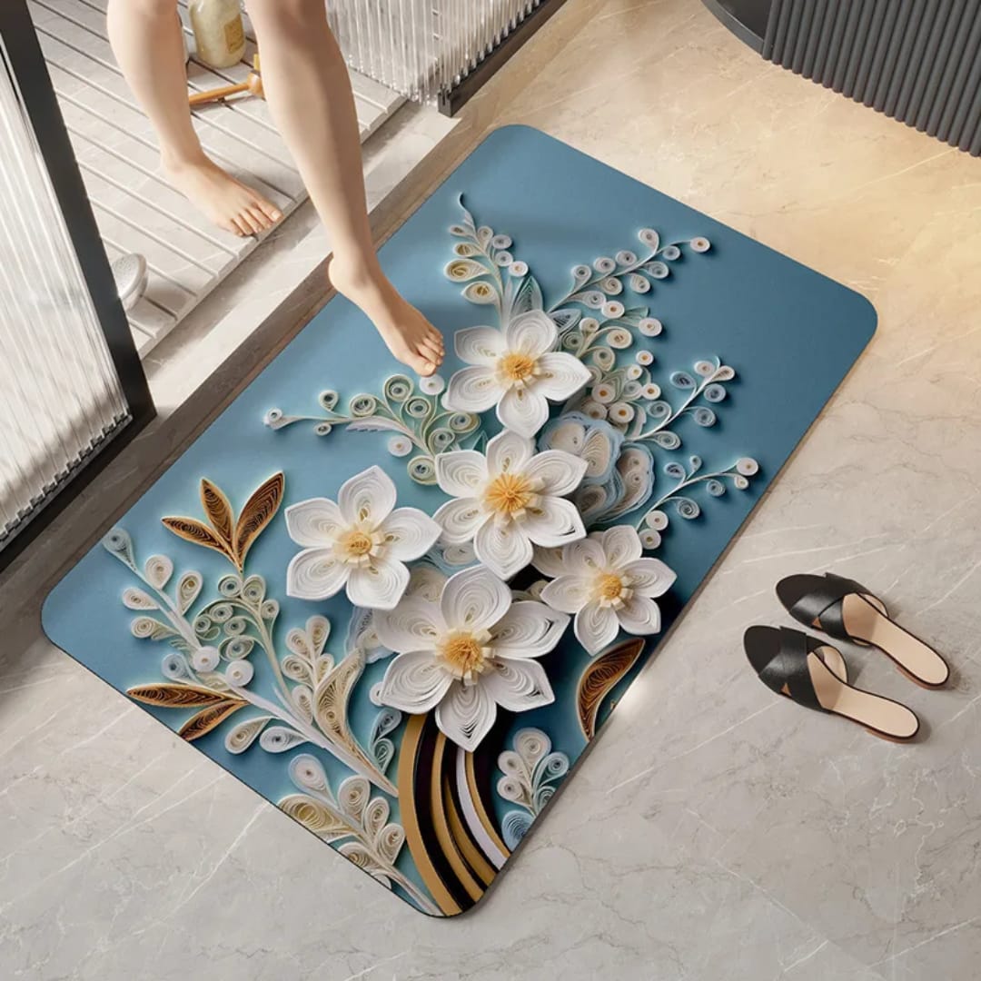 Soft Flower 3D Absorbent Bathroom Mat – Plush Non-Slip Rug for Home, Quick-Dry, Comfortable Bath Floor, Multiple Sizes 50x80cm & 40x60cm