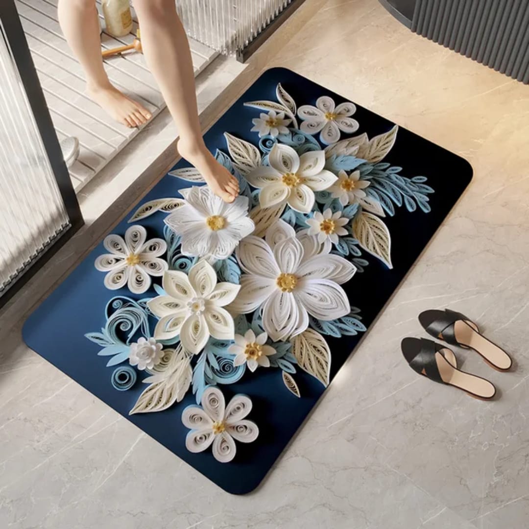 Soft Flower 3D Absorbent Bathroom Mat – Plush Non-Slip Rug for Home, Quick-Dry, Comfortable Bath Floor, Multiple Sizes 50x80cm & 40x60cm