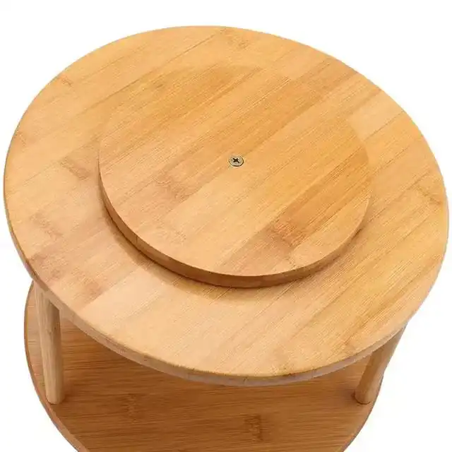 Bamboo Rotating Spice Rack Lazy Susan – 2-Tier 360° Rotating Organizer for Kitchen Spices, Jars, Condiments, and Cooking Essentials