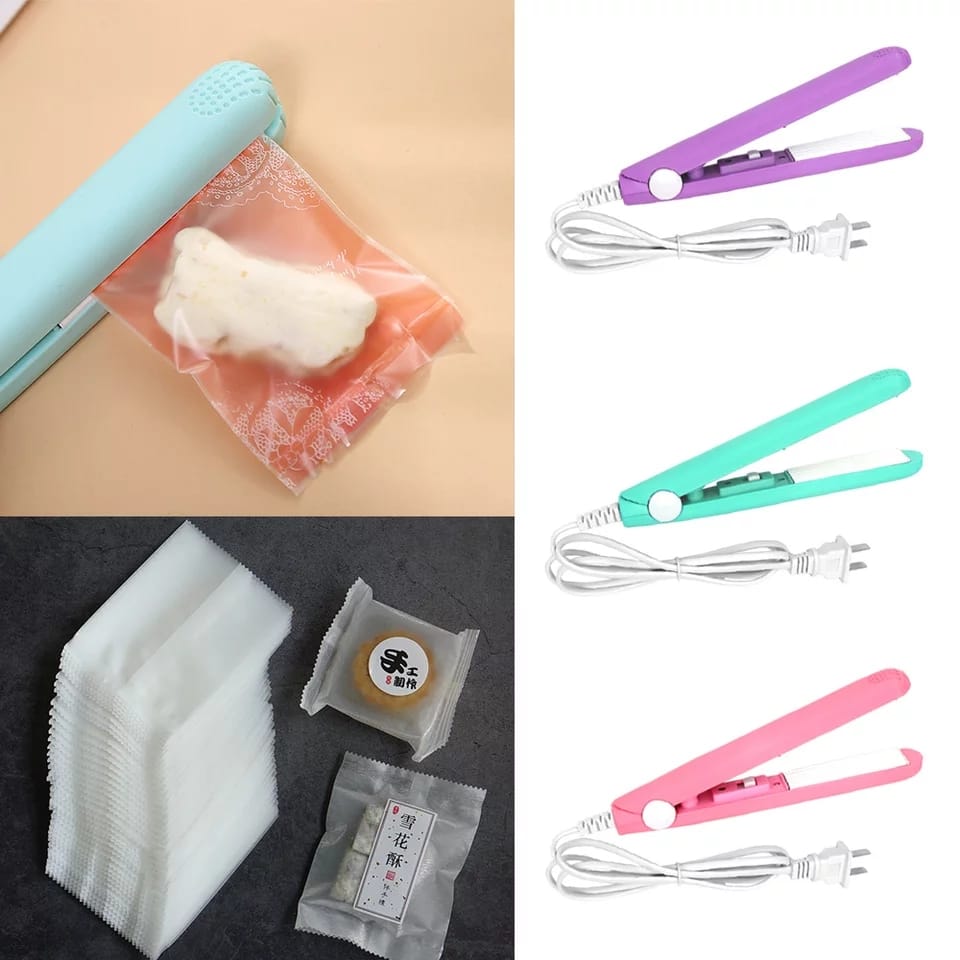 2 in 1 Mini Thermal Sealer & Hair Straightener – Portable Plastic Bag Sealer and Compact Mini Hair Straightening Iron for Travel, Beauty Styling and Kitchen Food Storage Sealing Tool